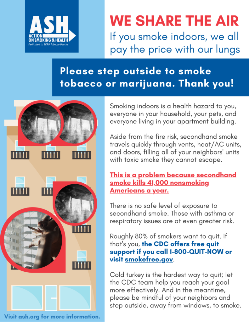 My neighbor's tobacco smoke drifts into my apartment/condo. How do I  protect myself? – ASH > Action on Smoking & Health